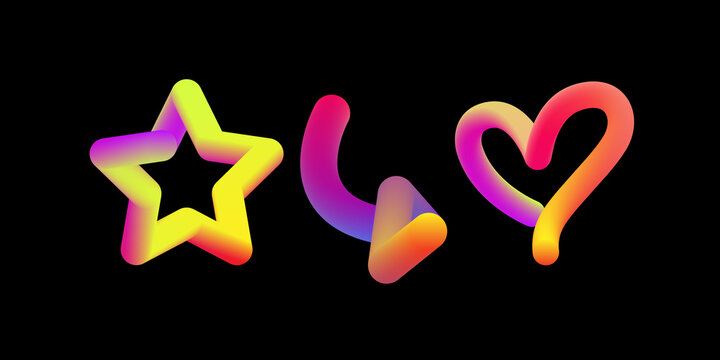 Star with Arrow and Love Symbol 3D Icon Vector Design