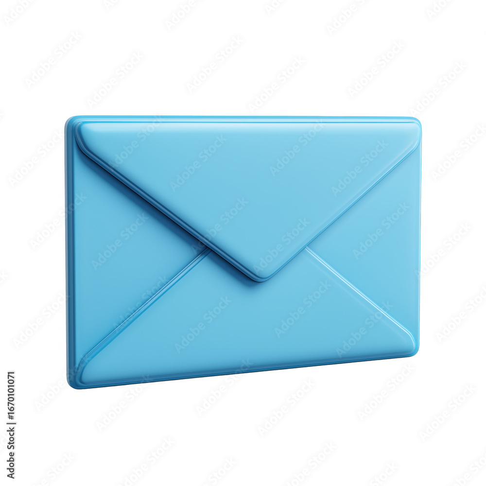 Poster a simple light blue closed envelope icon with a clean design isolated on transparent background