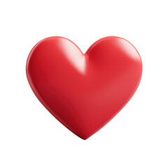 A realistic red heart shape symbol representing love and affection isolated on transparent background