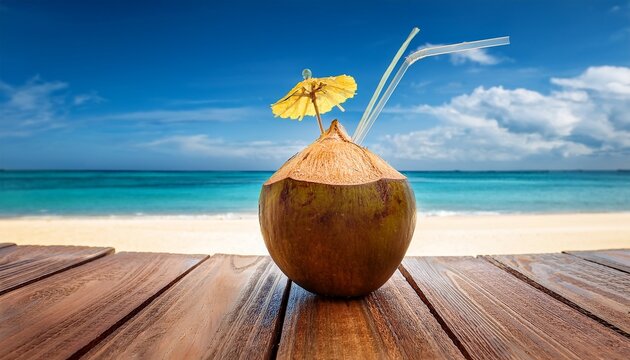 coconut drink on the beach