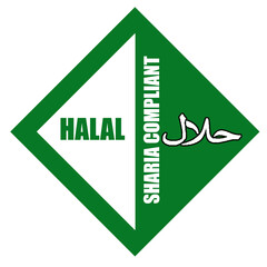 Halal certification sticker with Arabic calligraphy and modern design. Suitable for food packaging, restaurants, and Islamic product labeling. Clean and authentic style. halal sticker with Arabic text