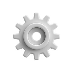 Detailed white cogwheel with a central hole isolated on a transparent background for mechanical design isolated on transparent background