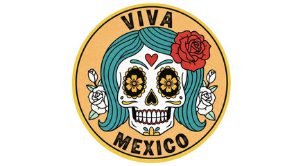 Isolated Viva Mexico Skull Design