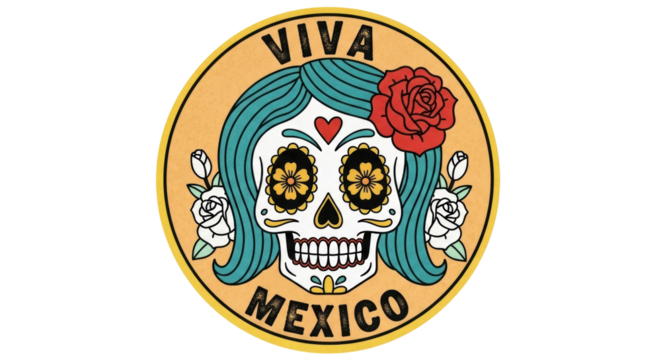 Isolated Viva Mexico Skull Design