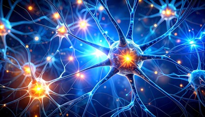 Fototapeta premium Visualization of an Active Neuron with Electrical Impulses 