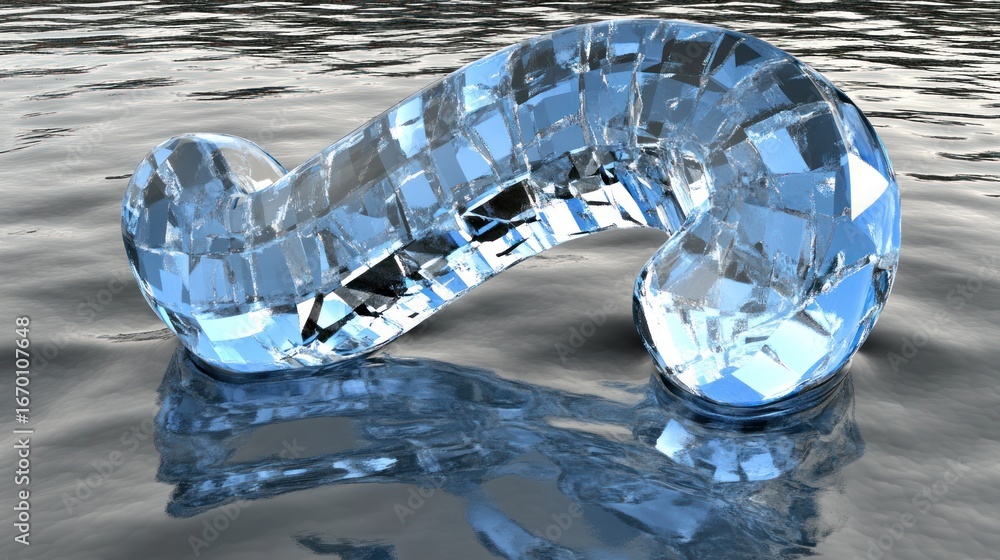 Poster a crystalline horseshoe reflects its geometric pattern in a watery surface creating an intriguing