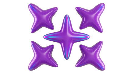 Isolated Five Purple Stars Abstract Composition