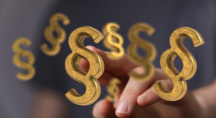 Abstract image of golden paragraph symbols, ideal for legal, law, and justice concepts.
