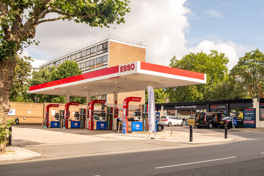 LONDON- Esso Petrol Station garage in Maida Vale central West London
