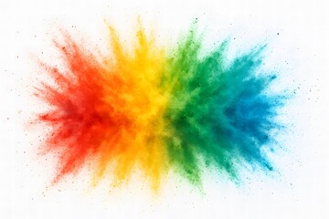 Colorful Explosion of Powder Paint on White Background – Abstract Festival Colors
