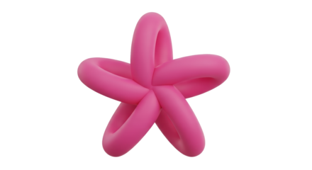Isolated Pink Star Twisted Shape 3D Render