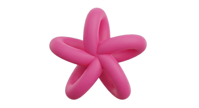 Isolated Pink Star Twisted Shape 3D Render