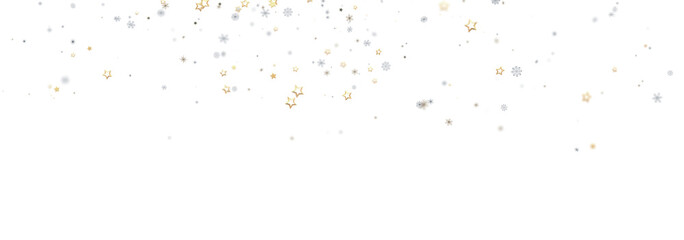 Winter holiday background with gold stars and silver snowflakes. Perfect for Christmas, New Year, and winter celebration