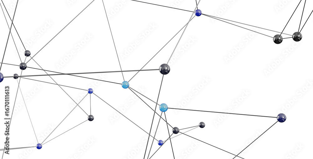 Poster 3d rendering of a network connection with nodes and lines. ideal for technology, connection, and net