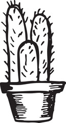 Cactus in a pot with a unique flower. Vector illustration. Doodle drawing