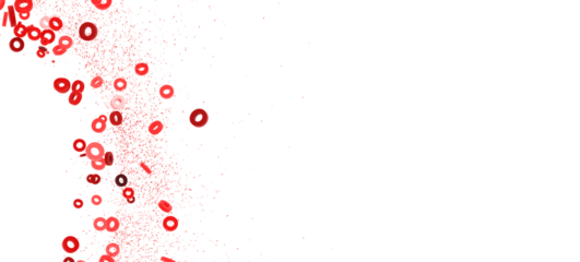 Abstract background with red rings falling on white. Perfect for celebration, festive, or playful designs.