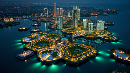 Night Lights of a Water City