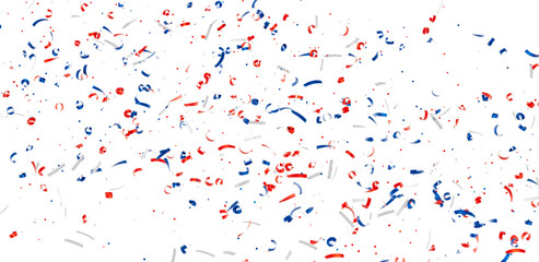 Festive background with red, white, and blue confetti. Perfect for celebrations, holidays, and patriotic events.
