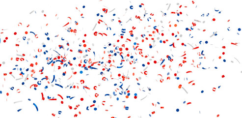 Falling confetti, red, white, and blue, perfect for celebratory backgrounds.  Ideal for Independence Day, parties, and events.