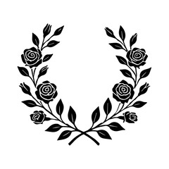 Rose wreath icon with transparent background floral circular arrangement decorative design
