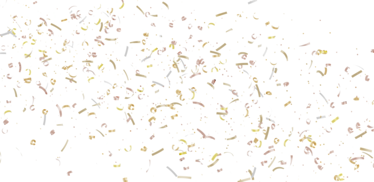 High-resolution image of colorful confetti falling on white background. Perfect for celebratory designs.