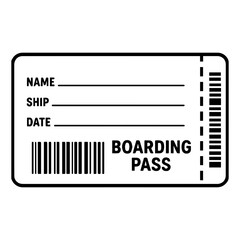 Cruise boarding pass ticket stub icon with transparent background travel vacation cruise ship entry pass
