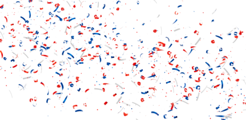 Download this festive image of red, white, and blue confetti perfect for celebratory designs.
