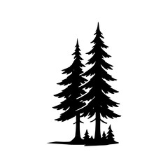 Fototapeta premium Forest pine trees icon with transparent background conifer woodland nature illustration 