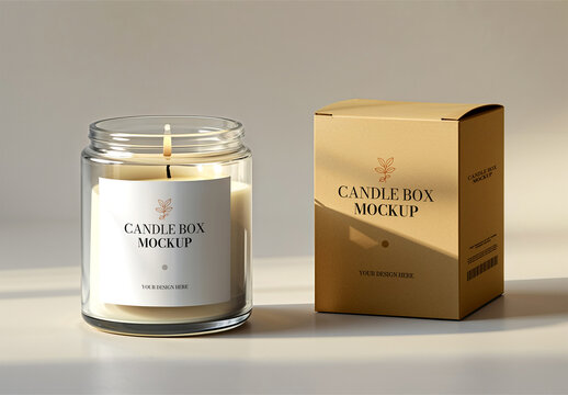 Realistic Candle Box Packaging Mockup Template