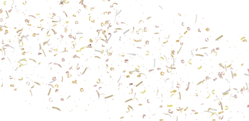 High-resolution image of colorful confetti falling on white background. Perfect for party invitations, celebrations, and festive designs.
