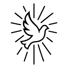 Confirmation dove with rays icon with transparent background Christian sacrament illustration
