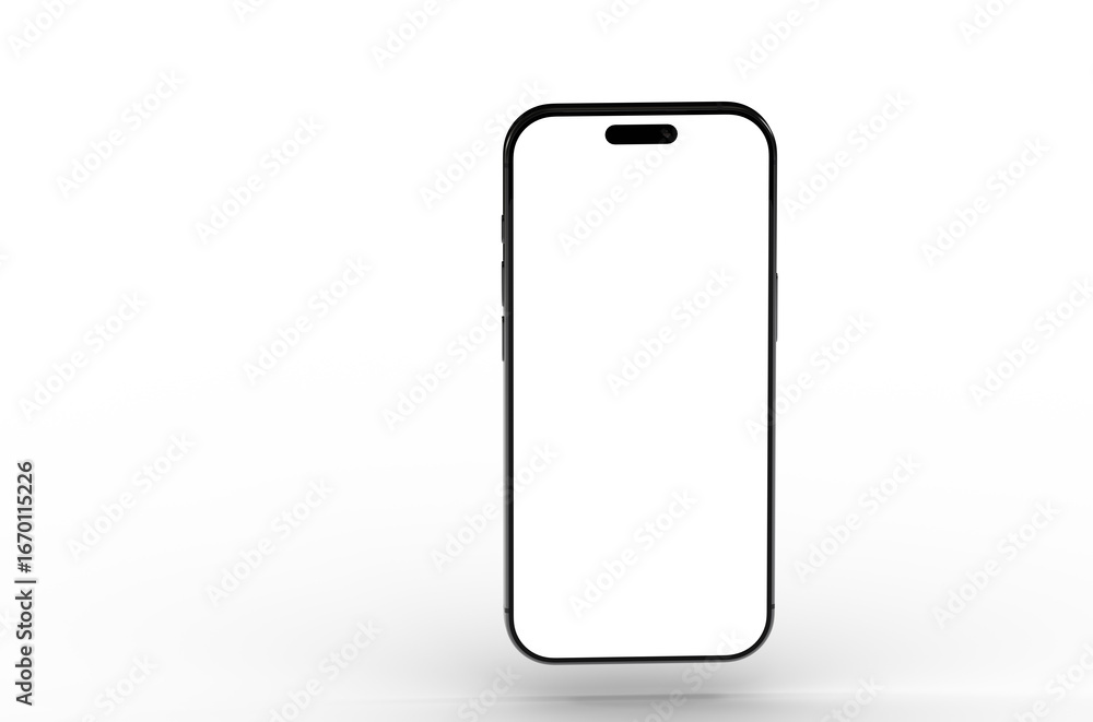 Poster clean image of a black smartphone with a blank screen, perfect for app presentations or website mock