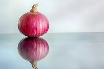 Red Onion Reflection: Minimalist Food Photography