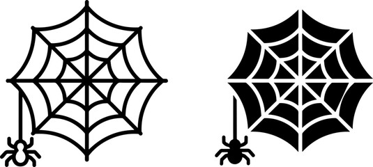 Spooky spider and web icons for Halloween design projects and scary themes