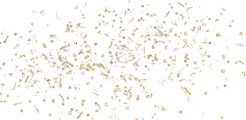 Beautiful image of gold and pink confetti falling on white background. Perfect for celebrations, party invitations, and festive designs.
