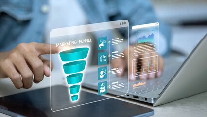 Digital Marketing Funnel and Business Data Analytics Concept