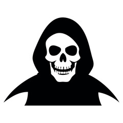Grim Reaper Artwork   Full White Skull & Dark Hooded Figure 
