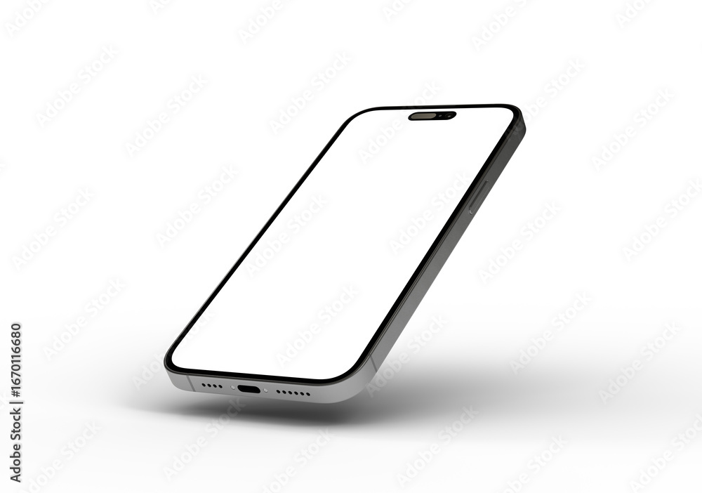 Poster high-quality image of a modern smartphone with a blank screen, perfect for app presentations or webs