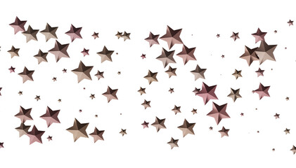 Beautiful rose gold stars scattered on white background. Perfect for festive designs.
