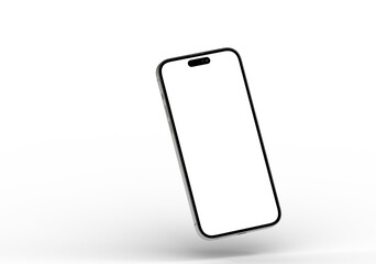 High-quality photo of a smartphone with a blank screen, perfect for app presentations or website...
