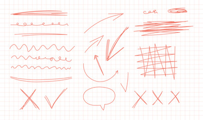 Collection of hand-drawn line sketches on graph paper