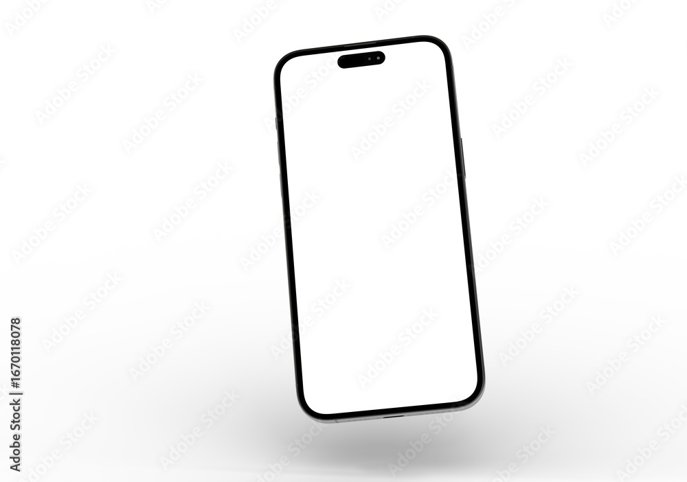 Poster high-quality image of a modern smartphone with a blank screen, perfect for app presentations or webs