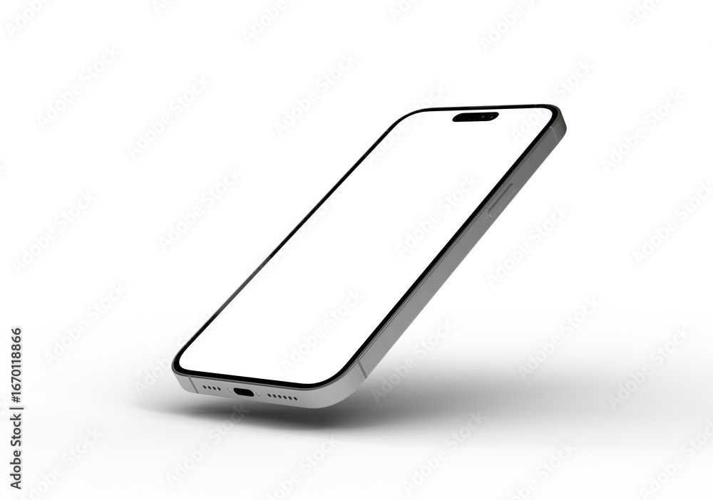 Poster clean image of a smartphone with blank screen, perfect for app presentations or website mockups.