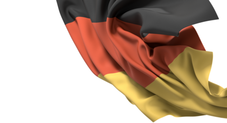 A dramatic close up of the German flag flowing in the wind