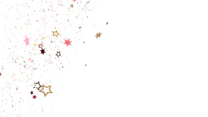 Banner with golden decoration. Festive border with falling glitter dust and stars.