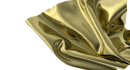 Shiny golden fabric drapes softly A luxurious feel