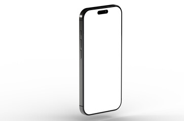 High-quality image of a modern smartphone with a blank screen, perfect for app presentations or website mockups. Isolated on white background.