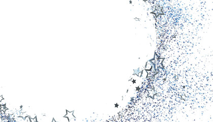 Elegant silver glitter stars border on white. Perfect for invitations, cards, and festive designs.