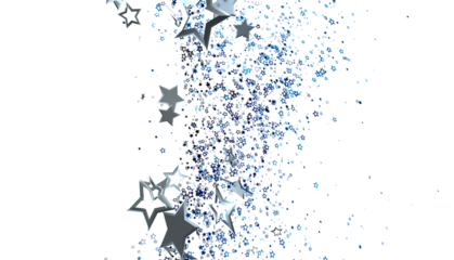 Beautiful image of silver stars with blue sparkles, perfect for festive designs and celebrations.