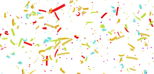 Festive image of colorful confetti falling against a white background, perfect for celebrations and events.
